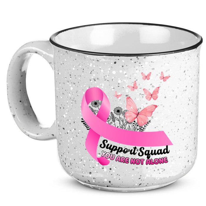 Support Squad You Are Not Alone Breast Cancer Butterfly Ribbon 15oz Campfire Ceramic Mug