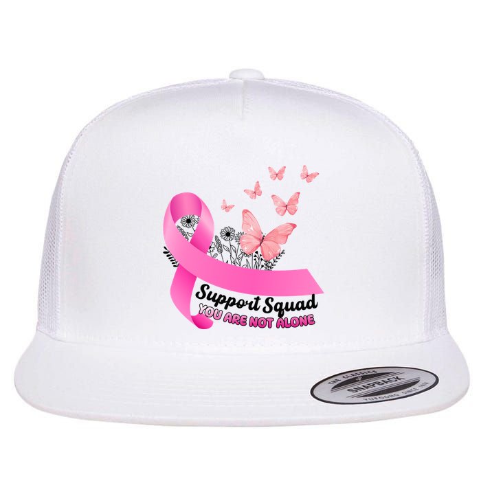 Support Squad You Are Not Alone Breast Cancer Butterfly Ribbon Flatbill Hat