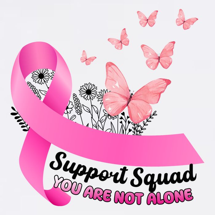 Support Squad You Are Not Alone Breast Cancer Butterfly Ribbon Flatbill Hat