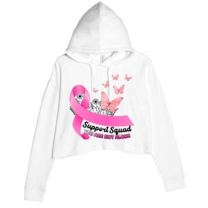 Support Squad You Are Not Alone Breast Cancer Butterfly Ribbon Crop Fleece Hoodie