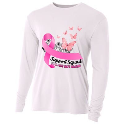 Support Squad You Are Not Alone Breast Cancer Butterfly Ribbon Cooling Performance Long Sleeve Crew