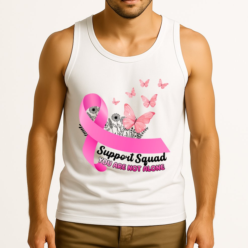 Support Squad You Are Not Alone Breast Cancer Butterfly Ribbon Tank Top