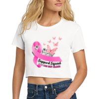 Support Squad You Are Not Alone Breast Cancer Butterfly Ribbon Women's Crop Top Tee