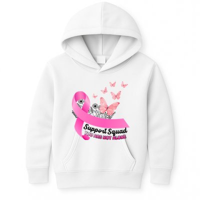 Support Squad You Are Not Alone Breast Cancer Butterfly Ribbon Kids Hoodie