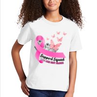 Support Squad You Are Not Alone Breast Cancer Butterfly Ribbon Kids T-Shirt