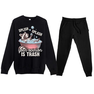 Splish Splash You Opinion Is Trash Funny Skunk Premium Crewneck Sweatsuit Set