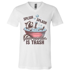 Splish Splash You Opinion Is Trash Funny Skunk V-Neck T-Shirt