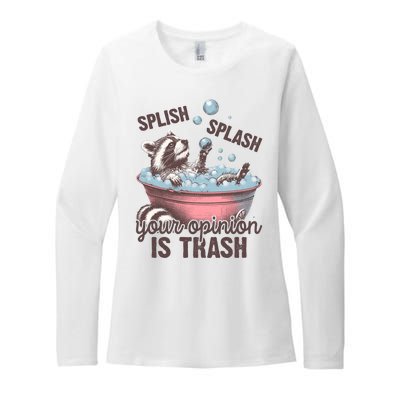 Splish Splash You Opinion Is Trash Funny Skunk Womens CVC Long Sleeve Shirt