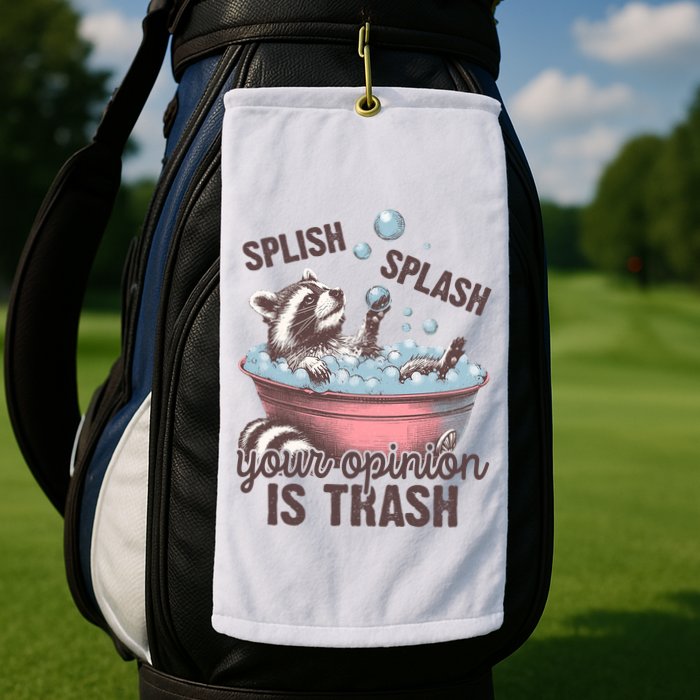 Splish Splash You Opinion Is Trash Funny Skunk Golf Towel