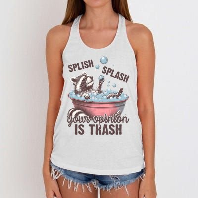 Splish Splash You Opinion Is Trash Funny Skunk Women's Knotted Racerback Tank