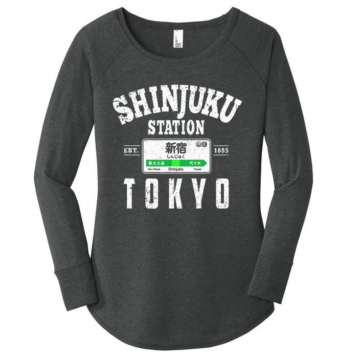 Shinjuku Station Yamanote Line Tokyo Japan Japanese Kanji Women's Perfect Tri Tunic Long Sleeve Shirt