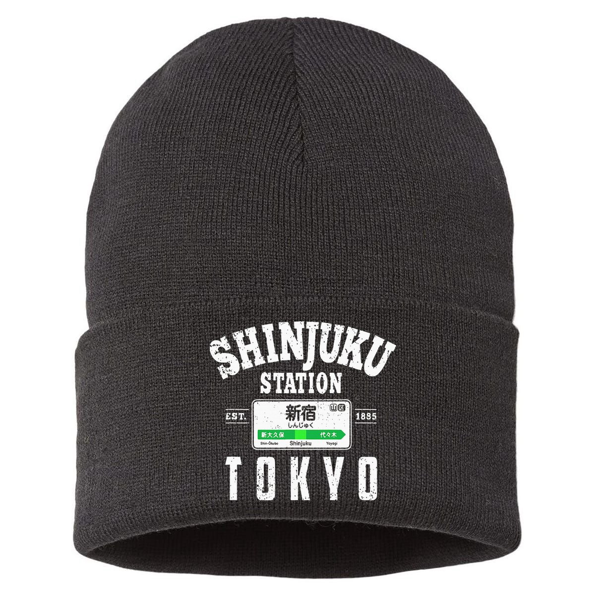 Shinjuku Station Yamanote Line Tokyo Japan Japanese Kanji Sustainable Knit Beanie