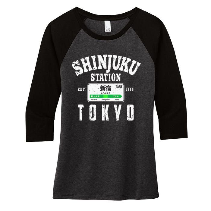 Shinjuku Station Yamanote Line Tokyo Japan Japanese Kanji Women's Tri-Blend 3/4-Sleeve Raglan Shirt