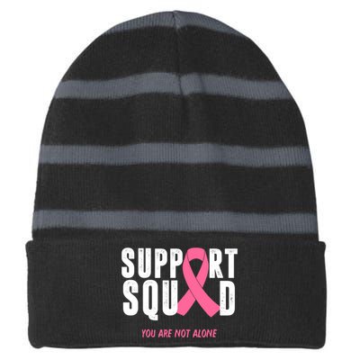 Support Squad You Are Not Alone Cancer Striped Beanie with Solid Band