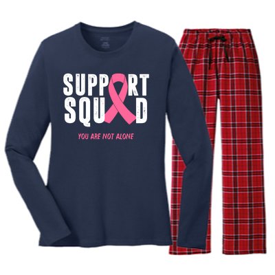 Support Squad You Are Not Alone Cancer Women's Long Sleeve Flannel Pajama Set 