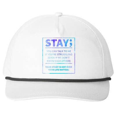 Stay Semicolon Your Life Matters Suicide Prevention Awareness Snapback Five-Panel Rope Hat