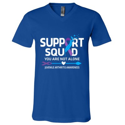 Support Squad You Are Not Alone Juvenile Arthritis Awareness Gift V-Neck T-Shirt