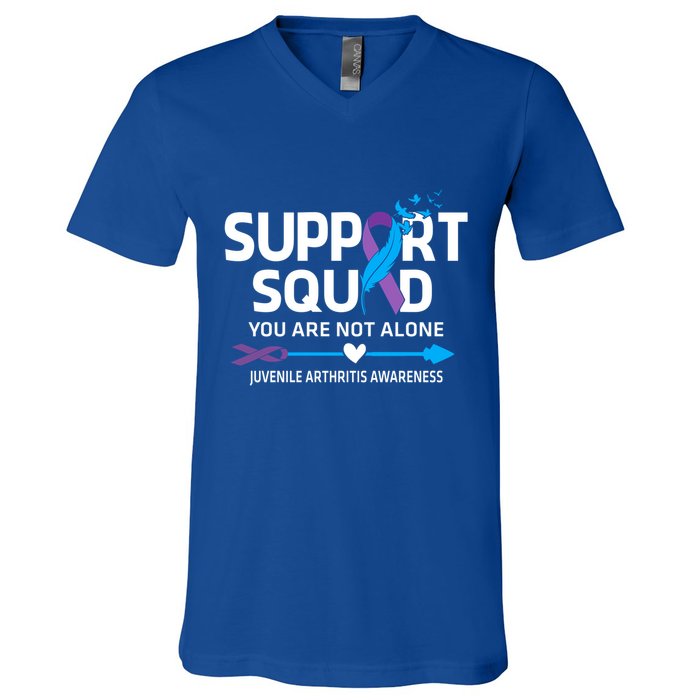 Support Squad You Are Not Alone Juvenile Arthritis Awareness Gift V-Neck T-Shirt