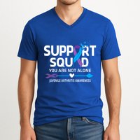 Support Squad You Are Not Alone Juvenile Arthritis Awareness Gift V-Neck T-Shirt