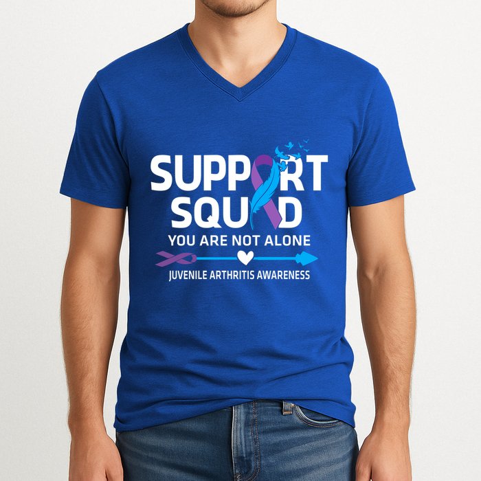 Support Squad You Are Not Alone Juvenile Arthritis Awareness Gift V-Neck T-Shirt