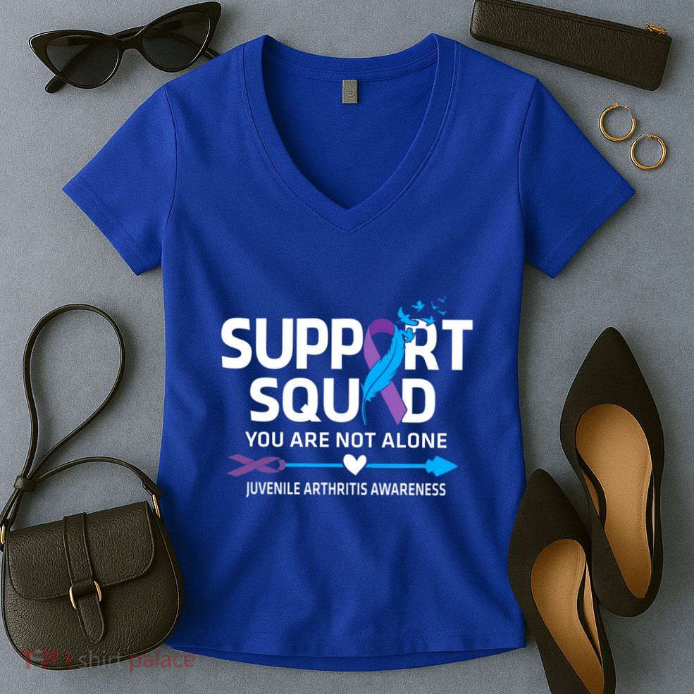 Support Squad You Are Not Alone Juvenile Arthritis Awareness Gift Women's V-Neck T-Shirt