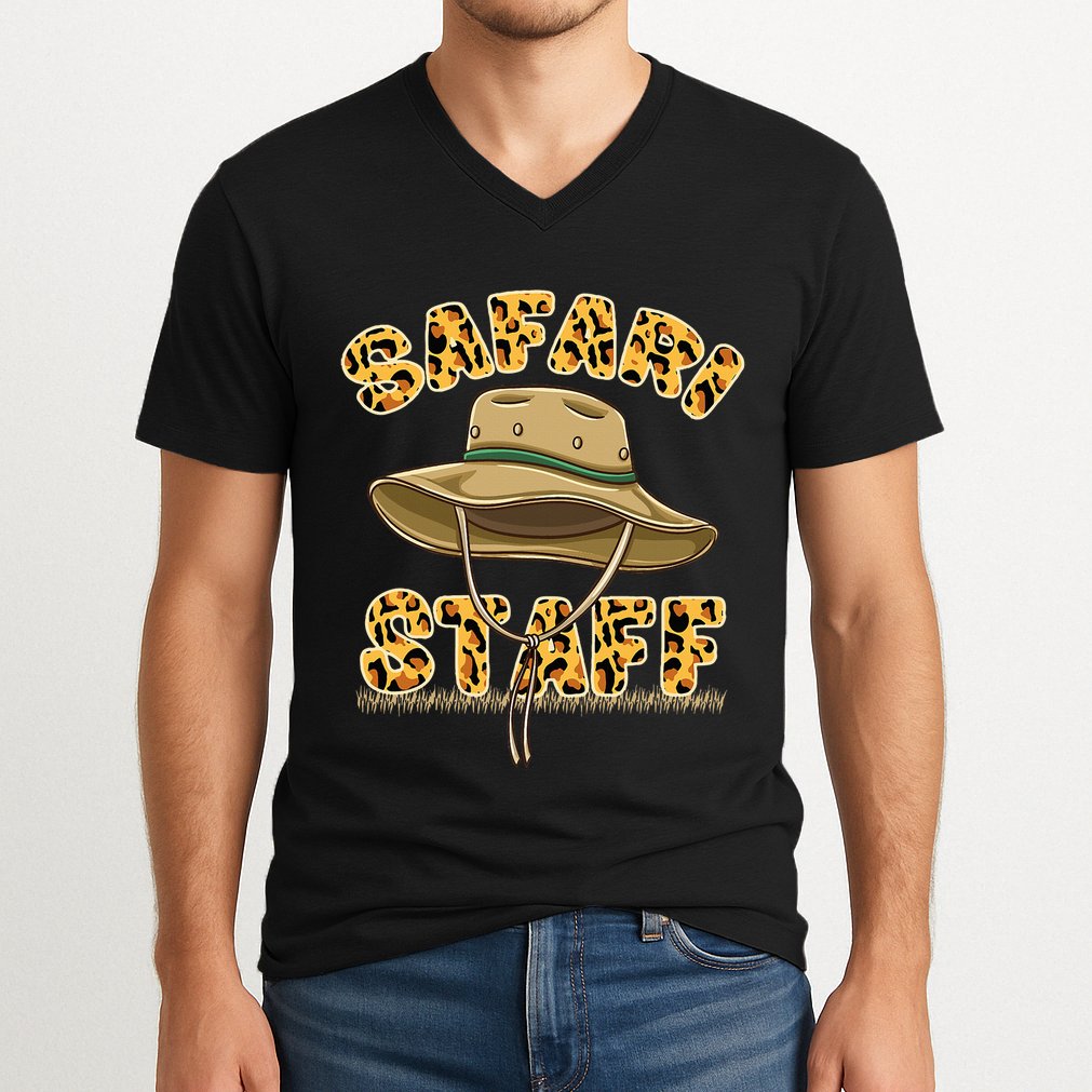 Safari Staff Zoo Keeper Themed Birthday Party V-Neck T-Shirt