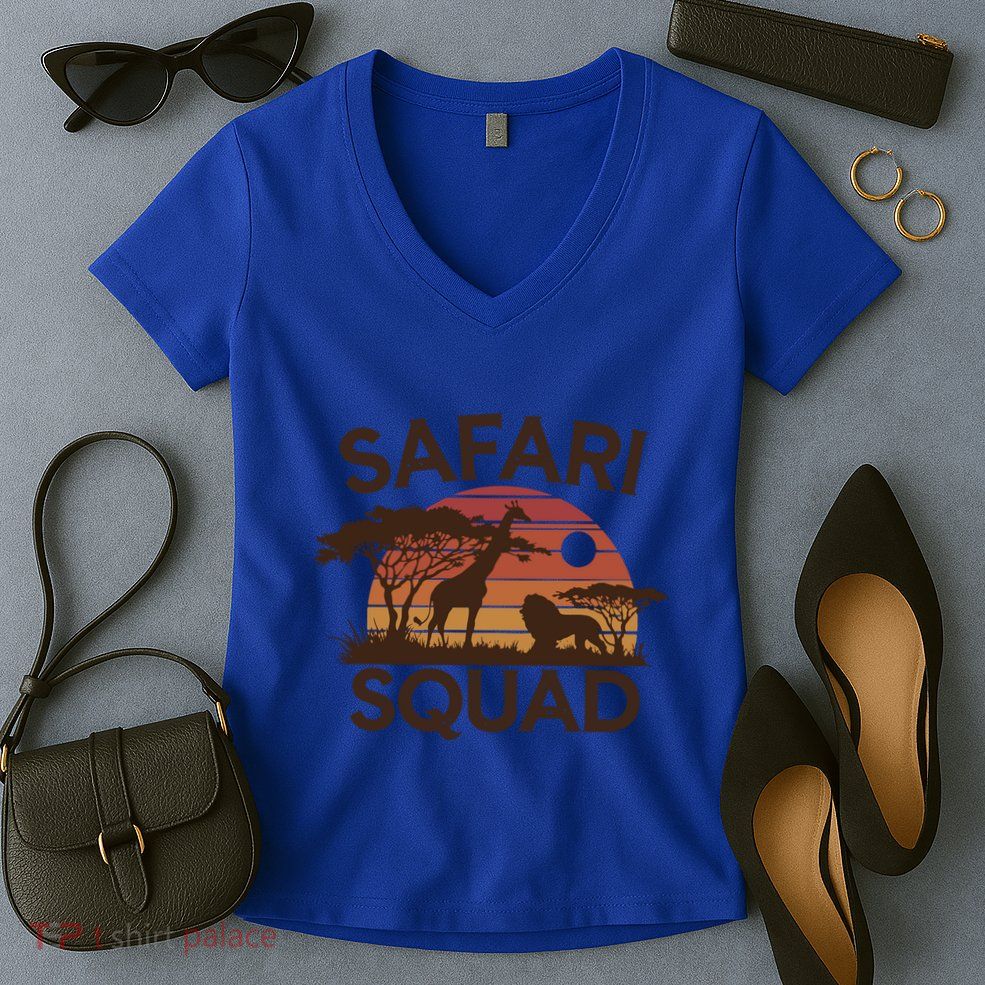 Safari Squad Zoo Family Matching Gift Women's V-Neck T-Shirt