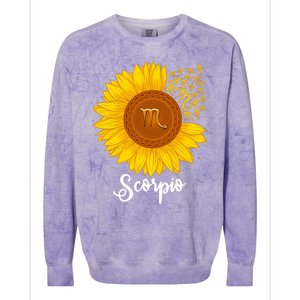 Scorpio Sunflower Zodiac Sign Floral Astrology Gift Colorblast Crewneck Sweatshirt