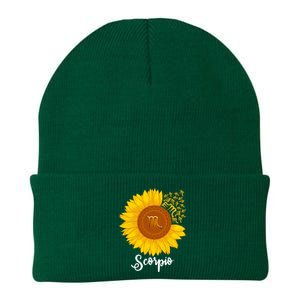 Scorpio Sunflower Zodiac Sign Floral Astrology Gift Knit Cap Winter Beanie