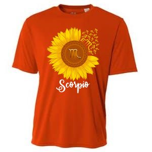 Scorpio Sunflower Zodiac Sign Floral Astrology Gift Cooling Performance Crew T-Shirt