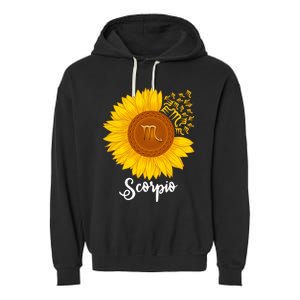 Scorpio Sunflower Zodiac Sign Floral Astrology Gift Garment-Dyed Fleece Hoodie