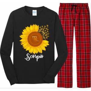 Scorpio Sunflower Zodiac Sign Floral Astrology Gift Long Sleeve Pajama Set