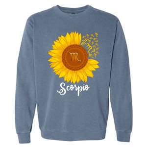 Scorpio Sunflower Zodiac Sign Floral Astrology Gift Garment-Dyed Sweatshirt