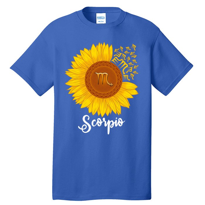 Scorpio Sunflower Zodiac Sign Floral Astrology Gift Tall T-Shirt