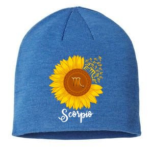 Scorpio Sunflower Zodiac Sign Floral Astrology Gift Sustainable Beanie