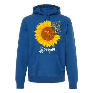 Scorpio Sunflower Zodiac Sign Floral Astrology Gift Premium Hoodie