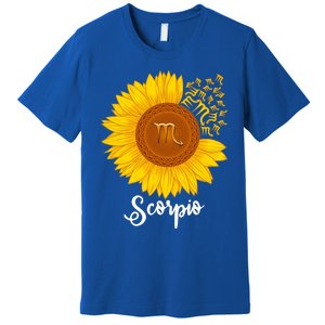 Scorpio Sunflower Zodiac Sign Floral Astrology Gift Premium T-Shirt