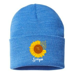 Scorpio Sunflower Zodiac Sign Floral Astrology Gift Sustainable Knit Beanie