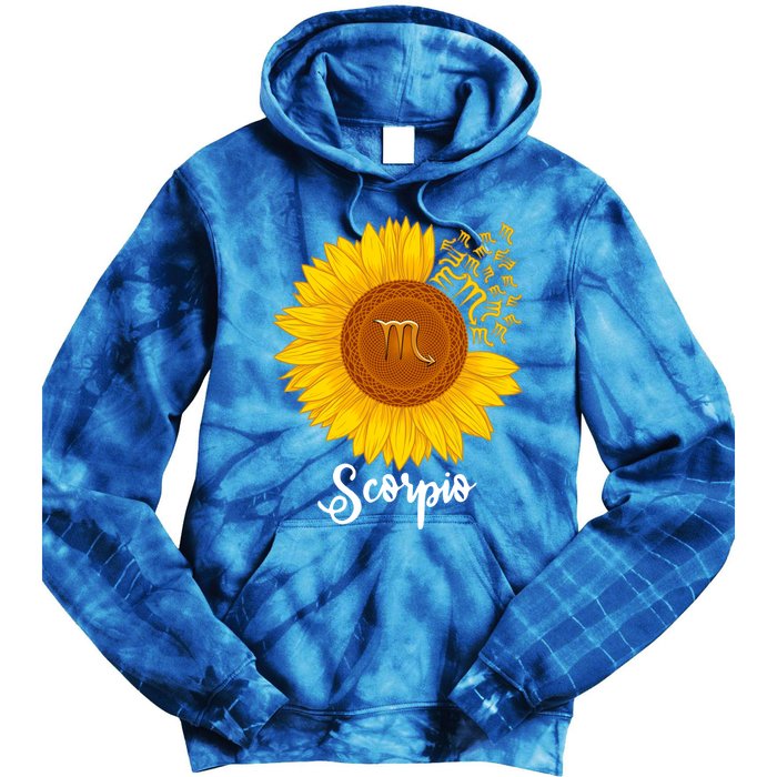 Scorpio Sunflower Zodiac Sign Floral Astrology Gift Tie Dye Hoodie