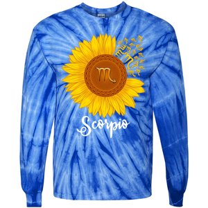 Scorpio Sunflower Zodiac Sign Floral Astrology Gift Tie-Dye Long Sleeve Shirt