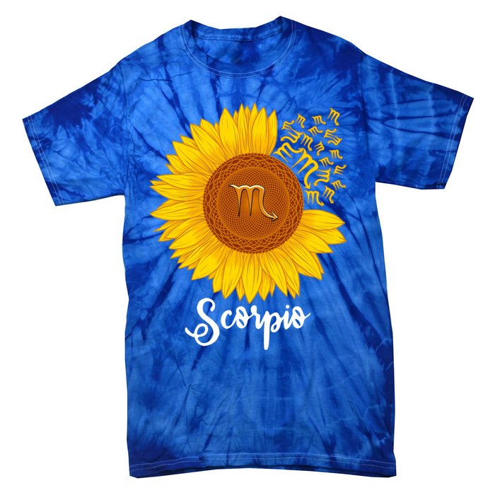 Scorpio Sunflower Zodiac Sign Floral Astrology Gift Tie-Dye T-Shirt