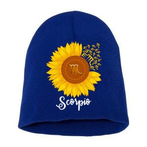 Scorpio Sunflower Zodiac Sign Floral Astrology Gift Short Acrylic Beanie