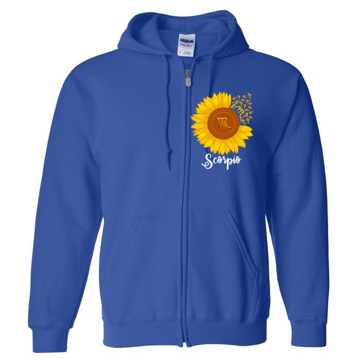 Scorpio Sunflower Zodiac Sign Floral Astrology Gift Full Zip Hoodie