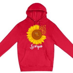 Scorpio Sunflower Zodiac Sign Floral Astrology Gift Premium Pullover Hoodie