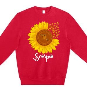 Scorpio Sunflower Zodiac Sign Floral Astrology Gift Premium Crewneck Sweatshirt