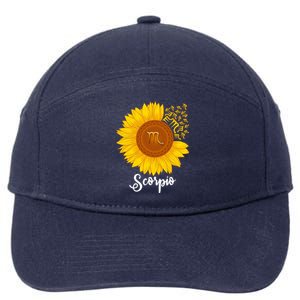 Scorpio Sunflower Zodiac Sign Floral Astrology Gift 7-Panel Snapback Hat