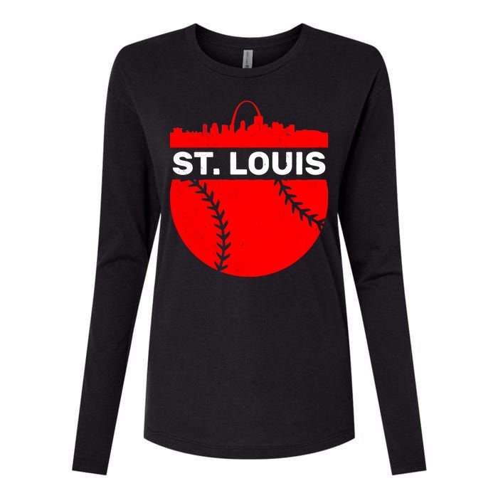 St. Louis Baseball Skyline City Womens Cotton Relaxed Long Sleeve T-Shirt