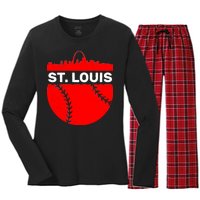 St. Louis Baseball Skyline City Women's Long Sleeve Flannel Pajama Set 