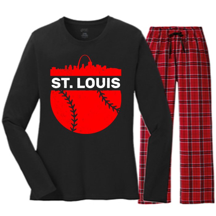 St. Louis Baseball Skyline City Women's Long Sleeve Flannel Pajama Set 