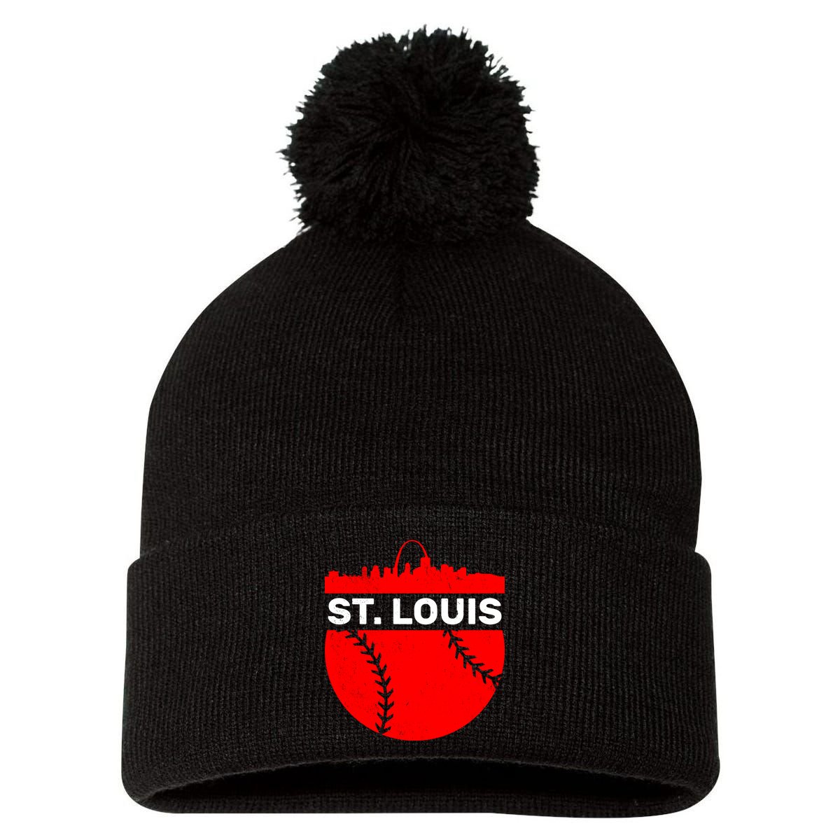 St. Louis Baseball Skyline City Pom Pom 12in Knit Beanie
